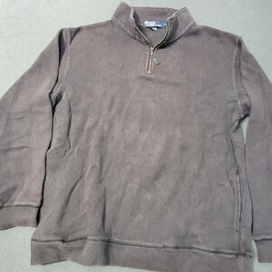 Polo Ralph Lauren Men 1/4 Zip Pullover Sweatshirt Brown LG Fleece Mock Neck